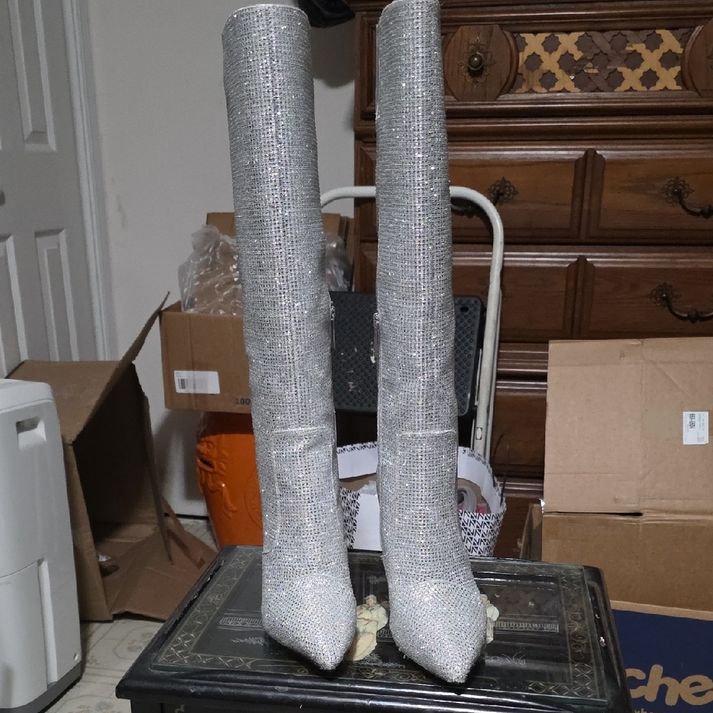 Michael Kors Glittering Silver Heeled Boots